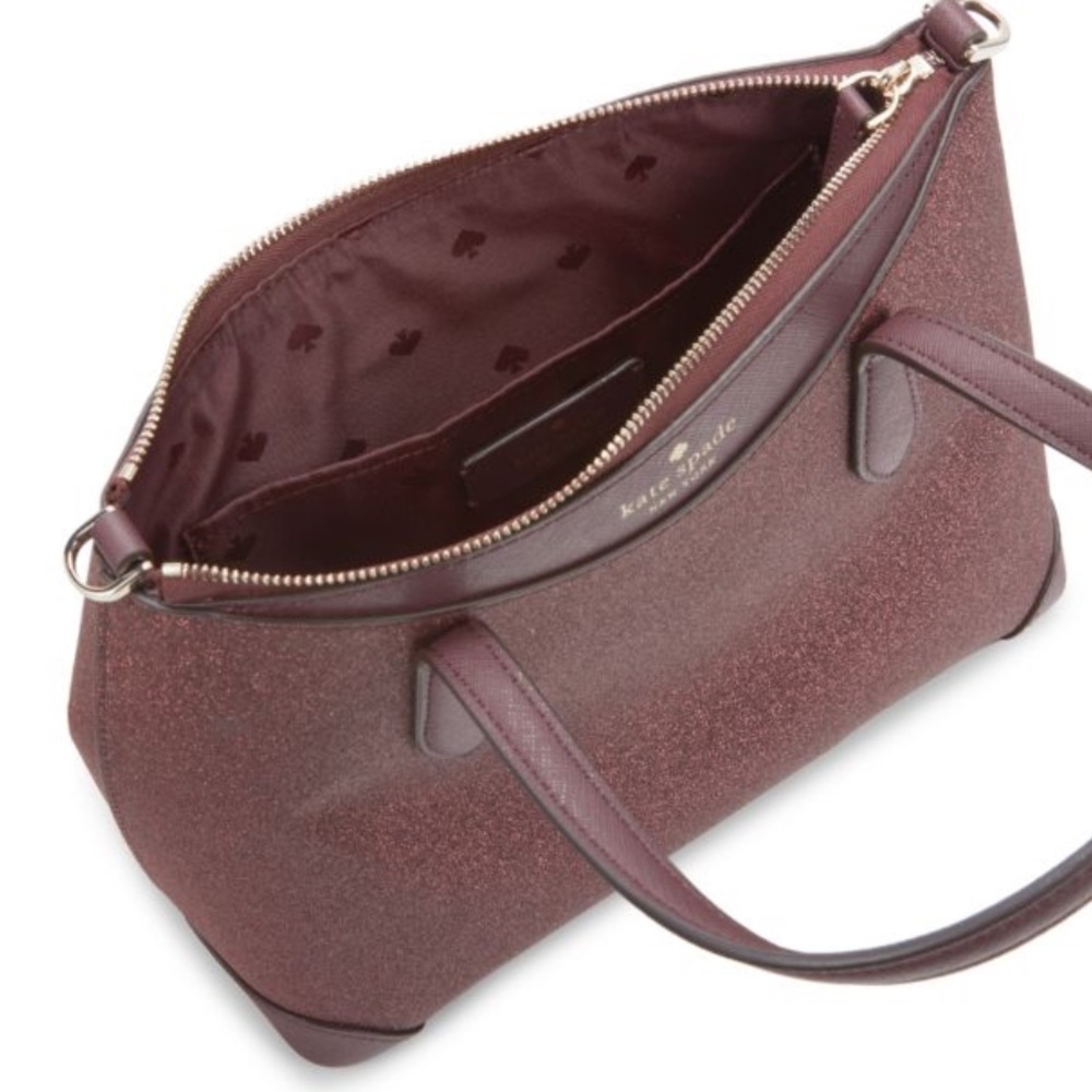 KATE SPADE NEW YORK Glitter Leather Satchel Deep Nova NWT - Picture 3 of 9